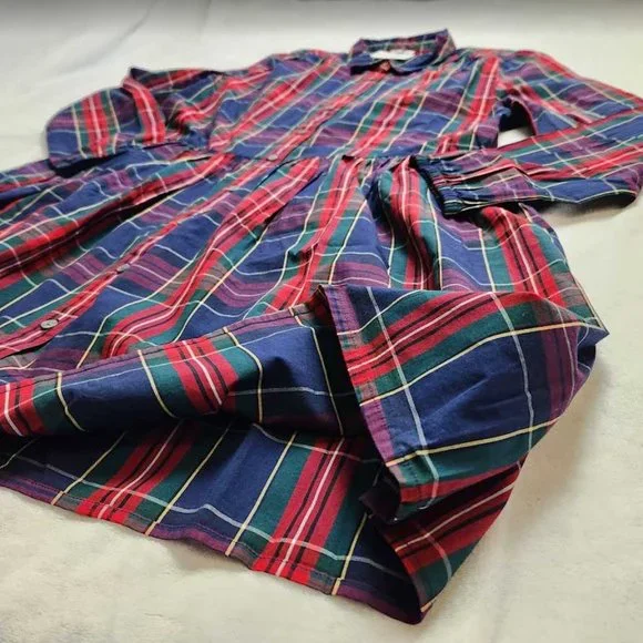 New women's 10 12 14 J Crew Factory cotton mini shirtdress Christmas plaid dress - Picture 7 of 11